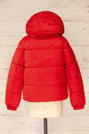 Rasdale Red Short Puffer Coat | La petite garçonne back view hood