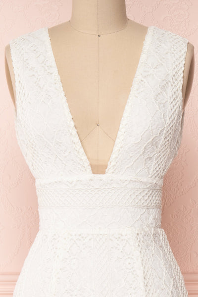 Rashmi White Crocheted Lace Mermaid Bridal Dress | Boudoir 1861 back close-up