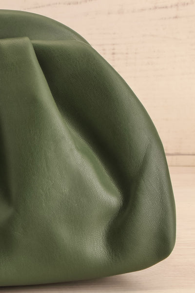 Ratibago Green Faux-Leather Pouch Handbag | La petite garçonne front close-up