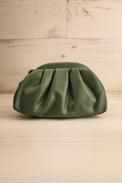 Ratibago Green Faux-Leather Pouch Handbag | La petite garçonne front