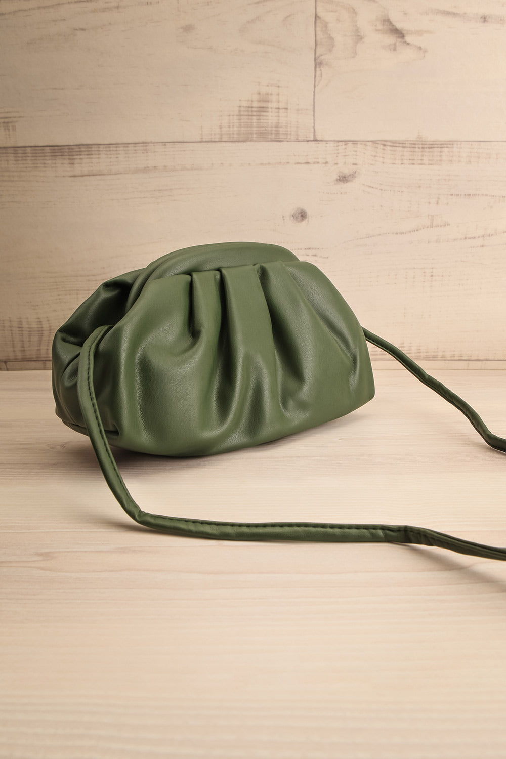 Ratibago Green Faux-Leather Pouch Handbag | La petite garçonne side view