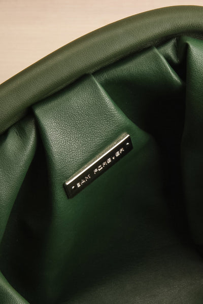 Ratibago Green Faux-Leather Pouch Handbag | La petite garçonne inside close-up