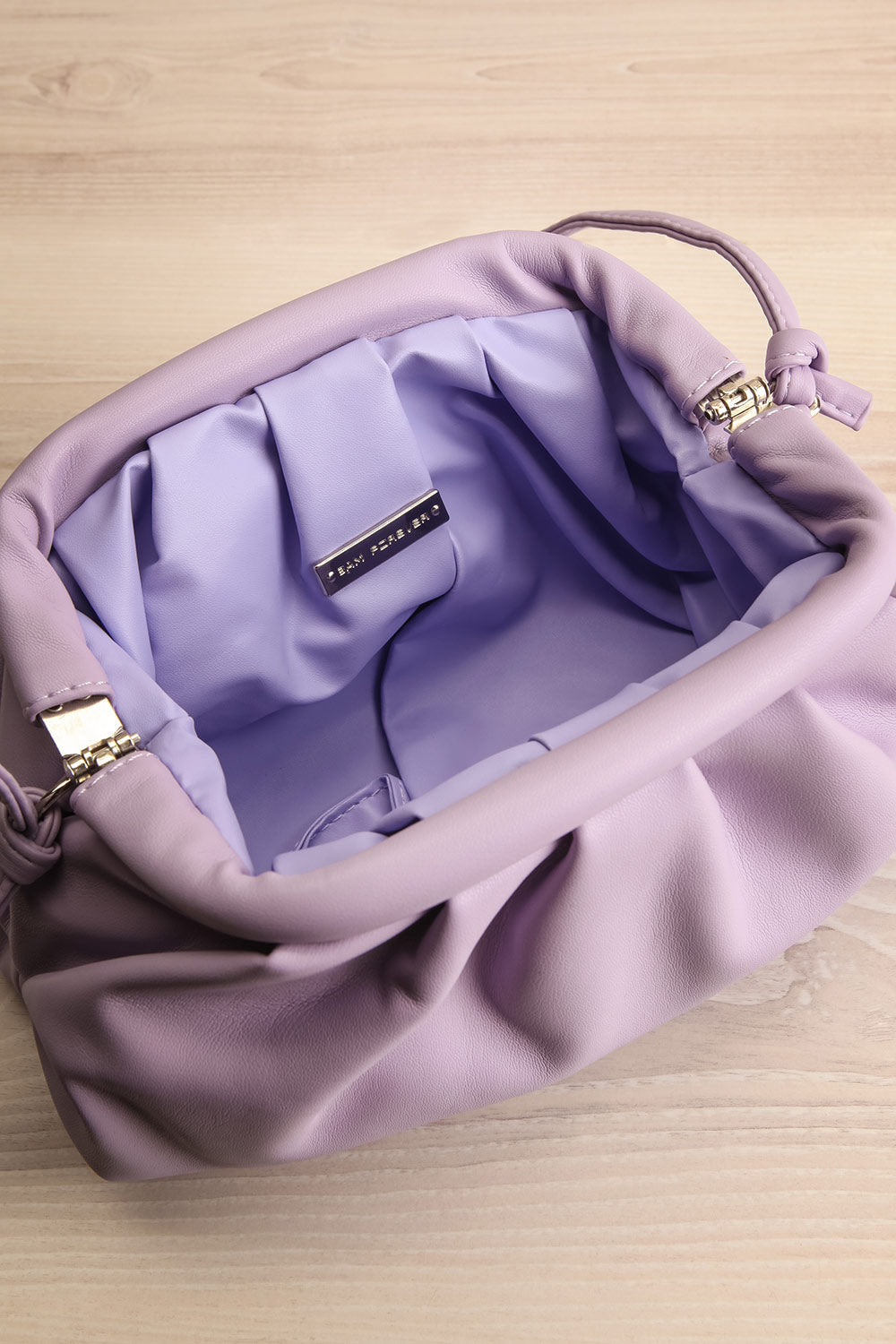 Ratibago Lilac Faux-Leather Pouch Handbag | La petite garçonne inside view