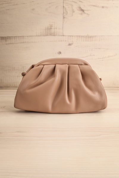 Ratibago Taupe Faux-Leather Pouch Handbag | La petite garçonne front