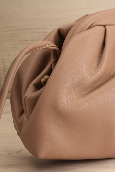 Ratibago Taupe Faux-Leather Pouch Handbag | La petite garçonne side close-up