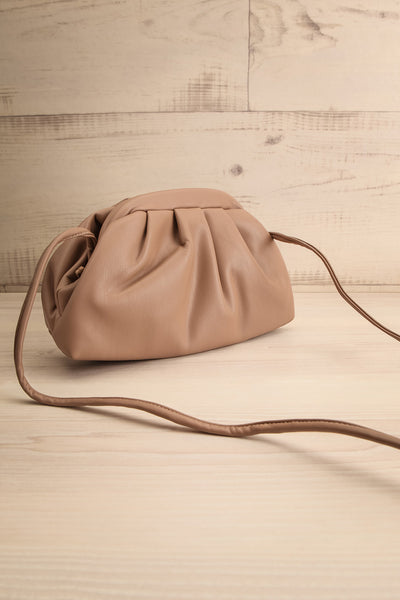 Ratibago Taupe Faux-Leather Pouch Handbag | La petite garçonne side view