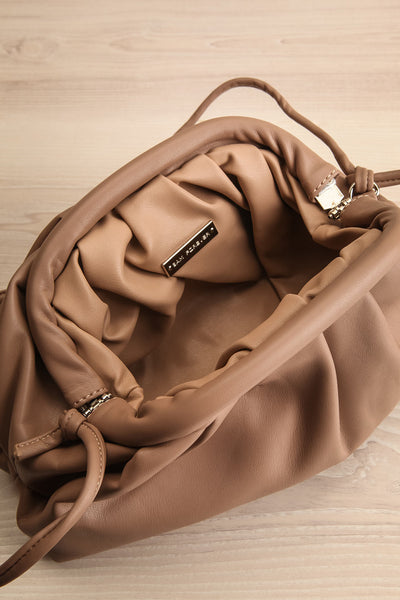 Ratibago Taupe Faux-Leather Pouch Handbag | La petite garçonne inside