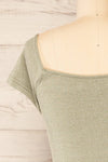 Rawa Olive Short Sleeve Fitted Ribbed Dress | La petite garçonne back close-up