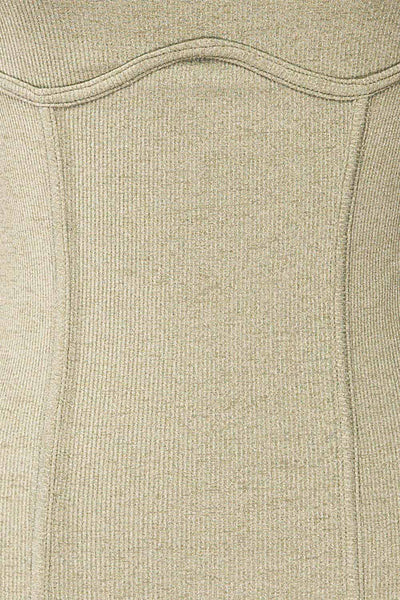 Rawa Olive Short Sleeve Fitted Ribbed Dress | La petite garçonne fabric