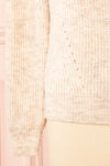 Reagan Beige Buttoned Collar Sweater w/ Lace | Boutique 1861 bottom close-up