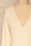 Recz Ivory Faux-Wrap Knit Top | La petite garçonne front close-up
