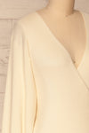 Recz Ivory Faux-Wrap Knit Top | La petite garçonne side close-up