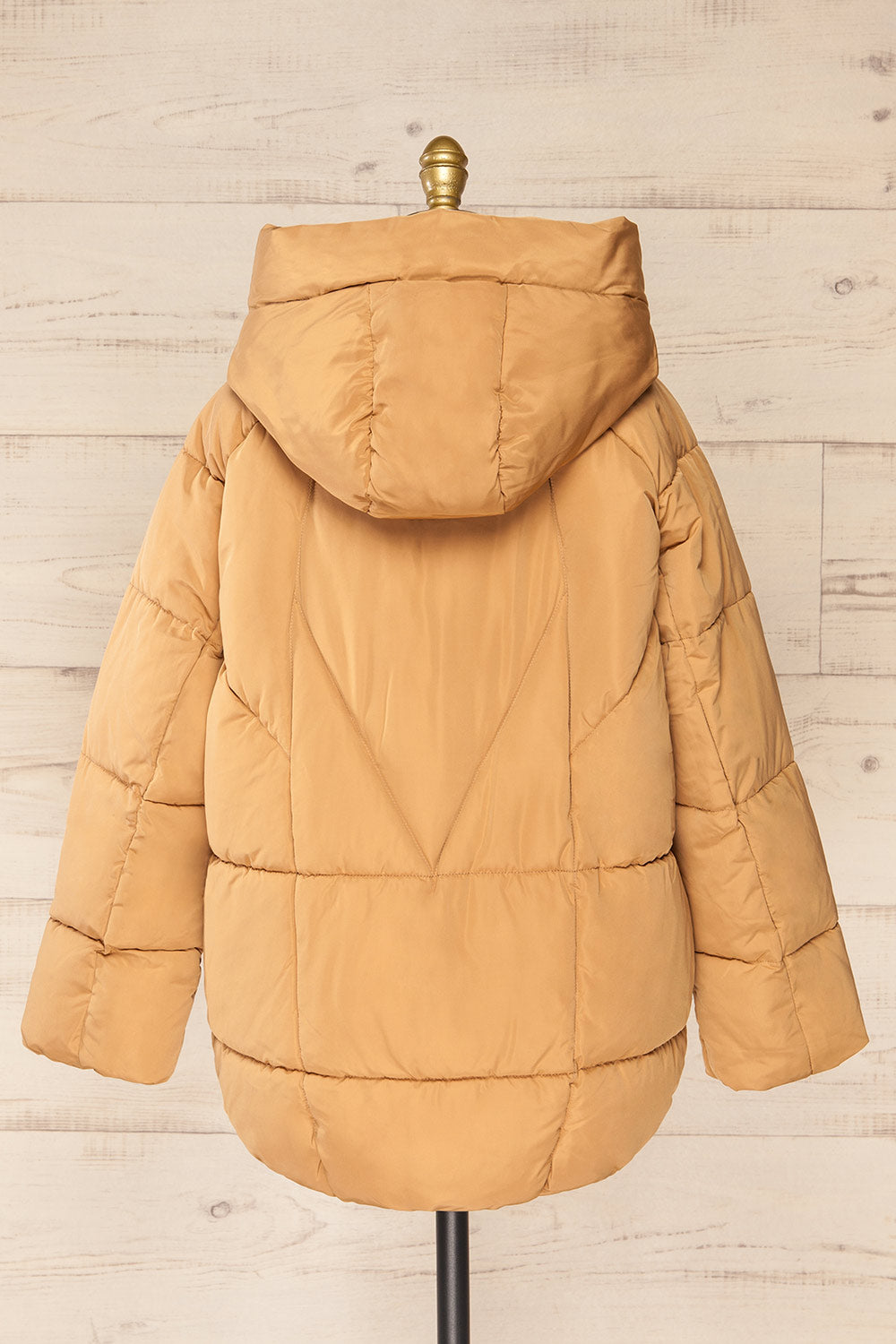 Reda Beige Short Puffer Coat | La petite garçonne back view