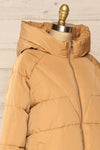 Reda Beige Short Puffer Coat | La petite garçonne side close-up