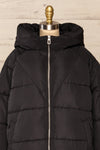 Reda Black Short Puffer Jacket | La petite garçonne front close-up
