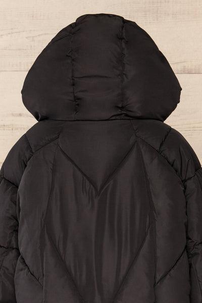 Reda Black Short Puffer Jacket | La petite garçonne back hood