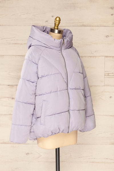 Reda Lavender Short Puffer Jacket | La petite garçonne side view