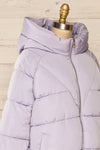 Reda Lavender Short Puffer Jacket | La petite garçonne side close-up