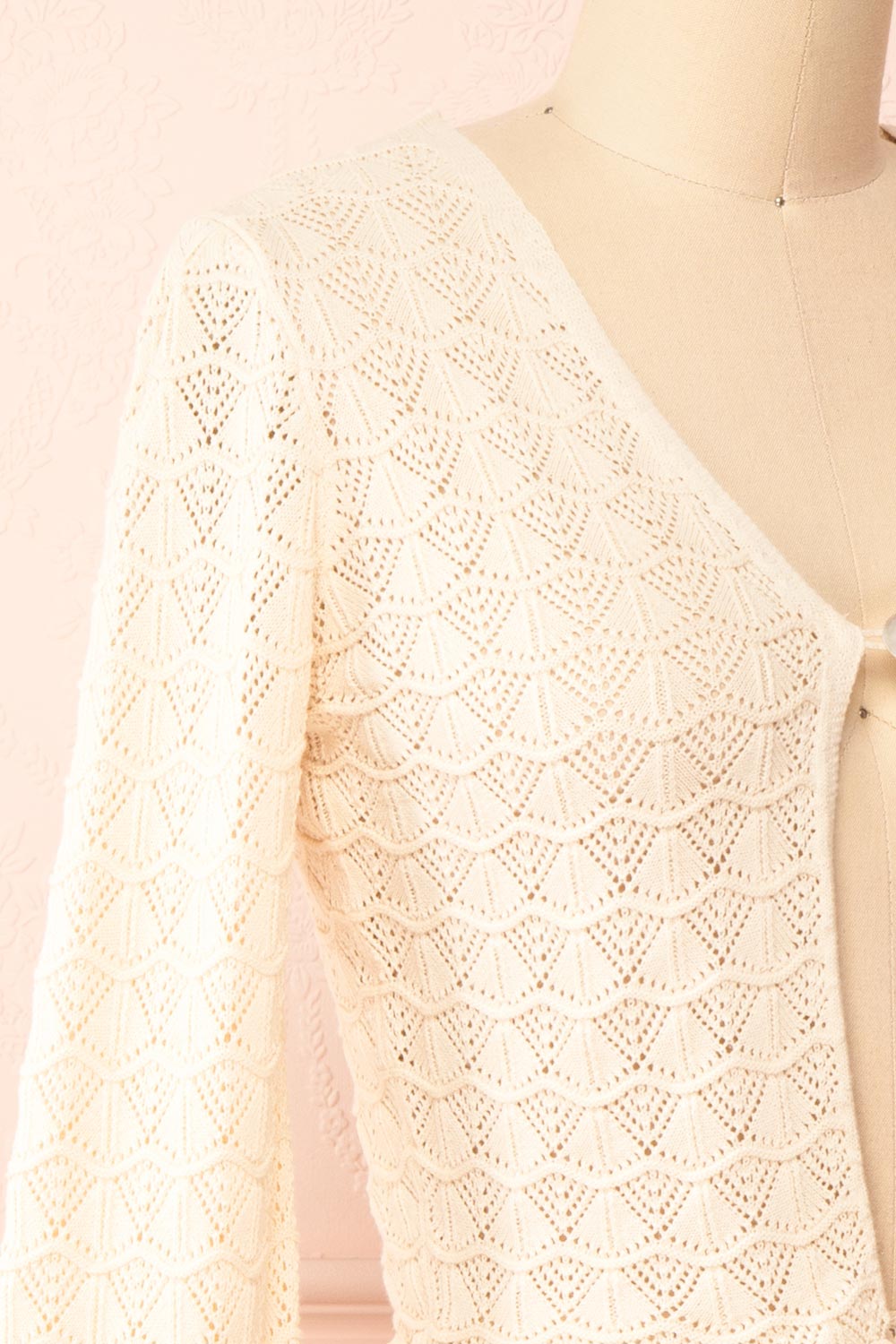 Reenie Beige Cropped Crochet Top | Boutique 1861 side close-up