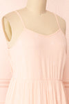 Reeta Pink Sleeveless Tiered Short Dress | Boutique 1861  side close-up