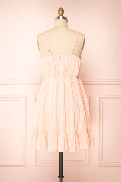 Reeta Pink Sleeveless Tiered Short Dress | Boutique 1861  back view