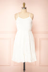 Reeta White Sleeveless Tiered Short Dress | Boutique 1861  front view