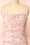 Regina Pink Bodycon Floral Midi Dress | Boutique 1861 front close-up