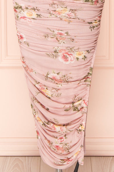 Regina Pink Bodycon Floral Midi Dress | Boutique 1861 bottom