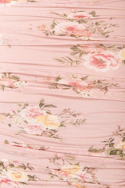 Regina Pink Bodycon Floral Midi Dress | Boutique 1861 fabric