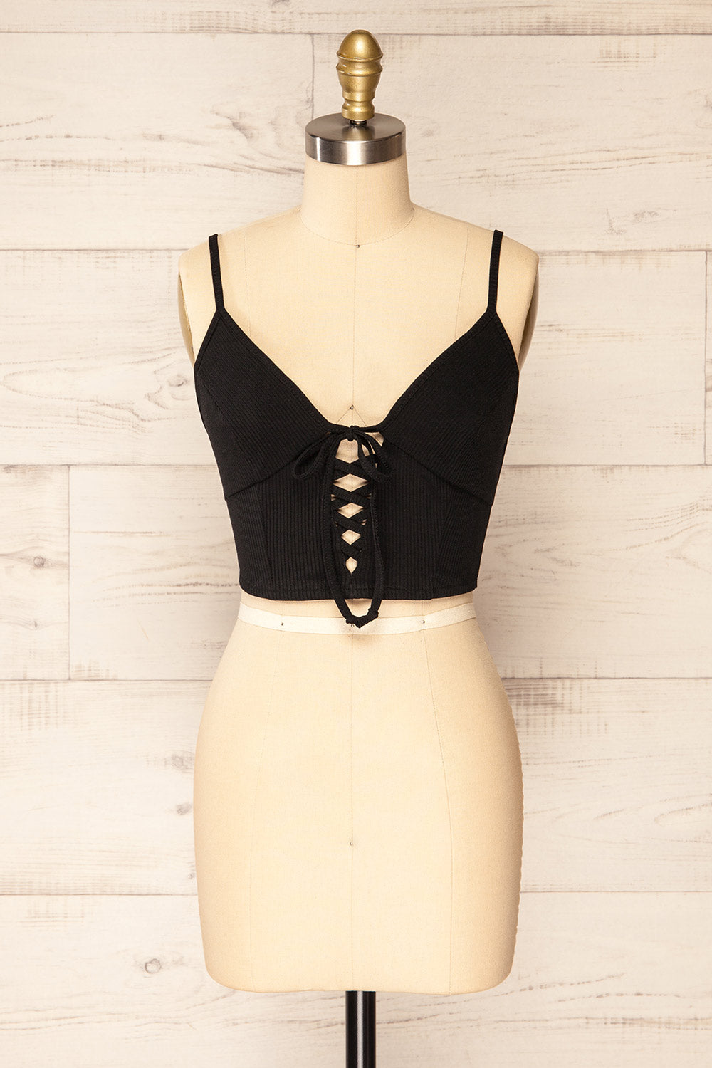 Reinbeck Black Corset Crop Top | La petite garçonne front view