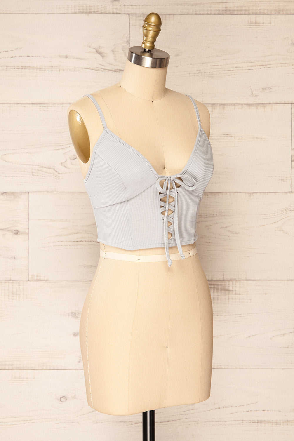 Reinbeck Blue Grey Corset Crop Top | La petite garçonne side view