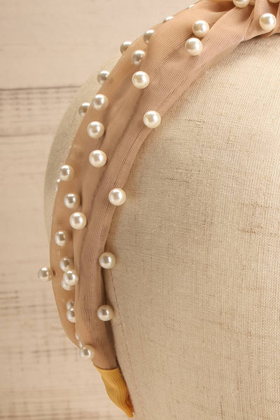 Relatum Beige Tulle Headband w/ Pearls | La petite garçonne close-up