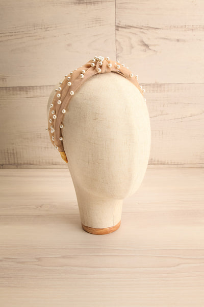 Relatum Beige Tulle Headband w/ Pearls | La petite garçonne