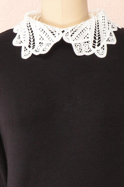 Renata Long Sleeve Top w/ Peter Pan Collar | Boutique 1861 front close-up