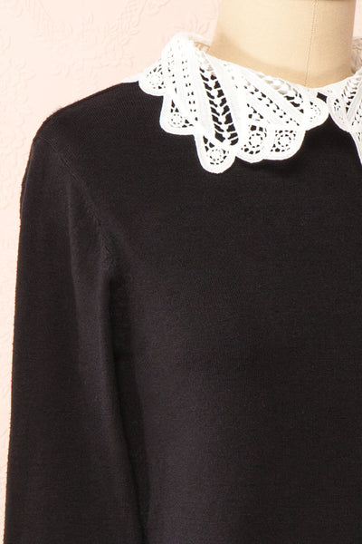 Renata Long Sleeve Top w/ Peter Pan Collar | Boutique 1861 side close-up