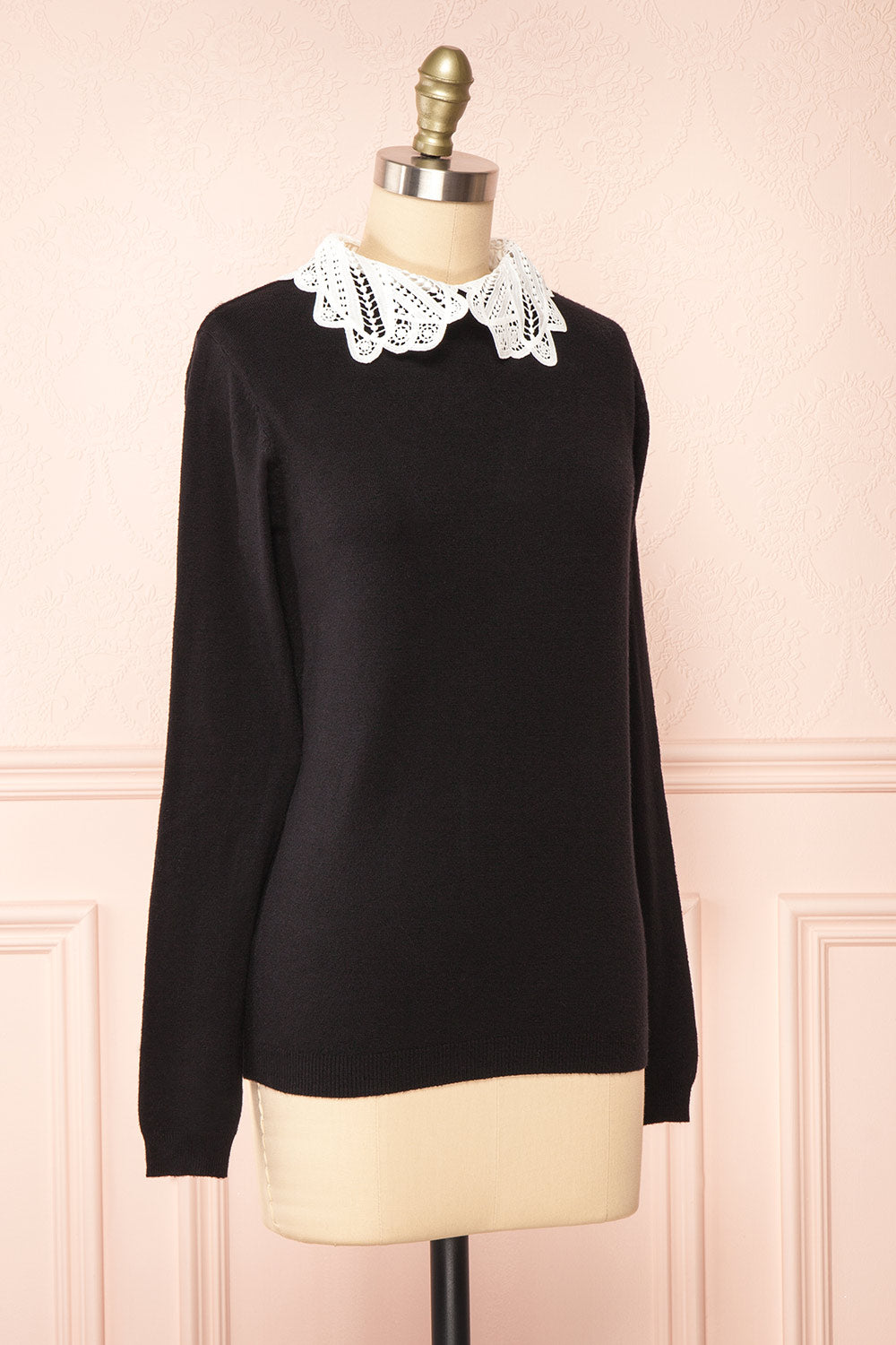 Renata Long Sleeve Top w/ Peter Pan Collar | Boutique 1861 side view