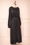 Reneane Black Long Sleeve Midi A-Line Dress | Boutique 1861 side view