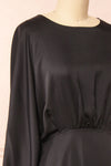 Reneane Black Long Sleeve Midi A-Line Dress | Boutique 1861 side close-up