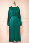 Reneane Green Long Sleeve Midi A-Line Dress | Boutique 1861 front view