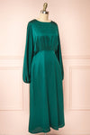 Reneane Green Long Sleeve Midi A-Line Dress | Boutique 1861 side view