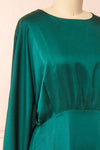 Reneane Green Long Sleeve Midi A-Line Dress | Boutique 1861 side close-up