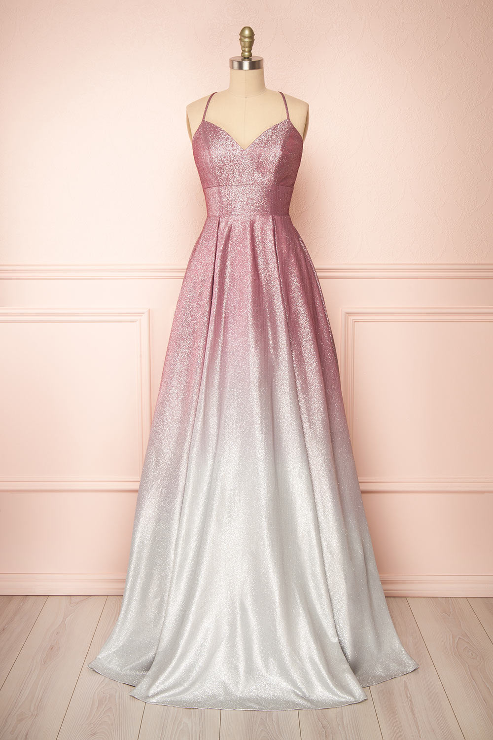Renesmee Mauve Sparkly Gradient Maxi Dress | Boutique 1861 front view 