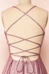 Renesmee Mauve Sparkly Gradient Maxi Dress | Boutique 1861 back close-up