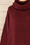 Rennes Burgundy Turtleneck Knit Long Sweater | La petite garçonne front close-up