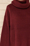 Rennes Burgundy Turtleneck Knit Long Sweater | La petite garçonne side close-up