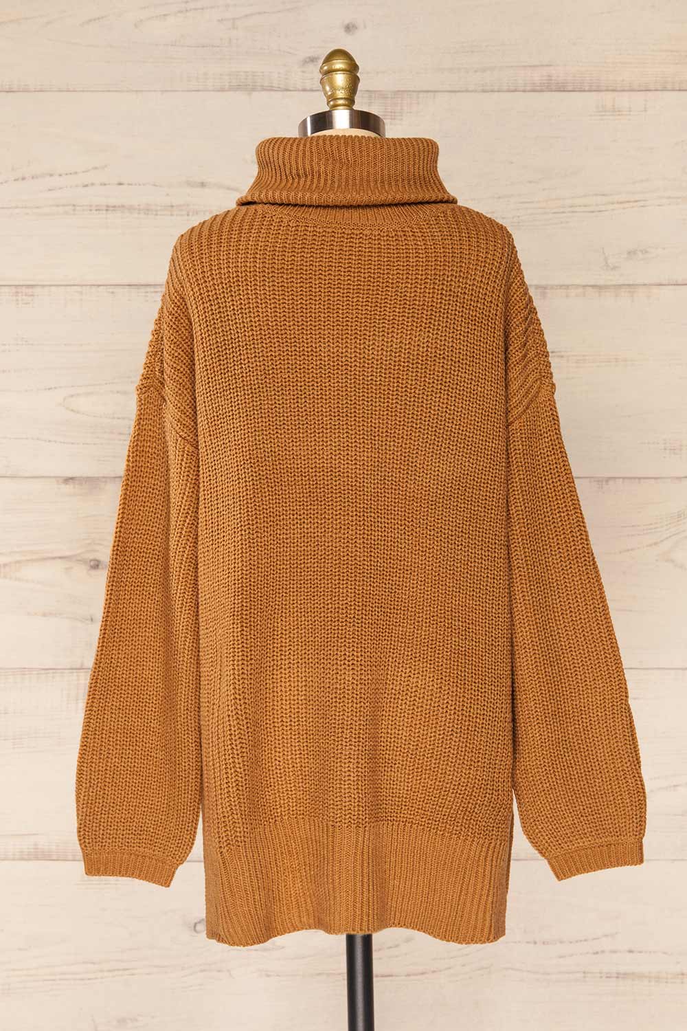 Rennes Caramel Knit Turtleneck Sweater | La petite garçonne back view