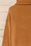 Rennes Caramel Knit Turtleneck Sweater | La petite garçonne back close-up