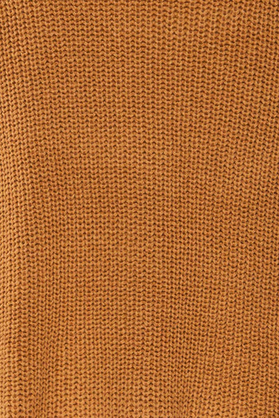 Rennes Caramel Knit Turtleneck Sweater | La petite garçonne fabric