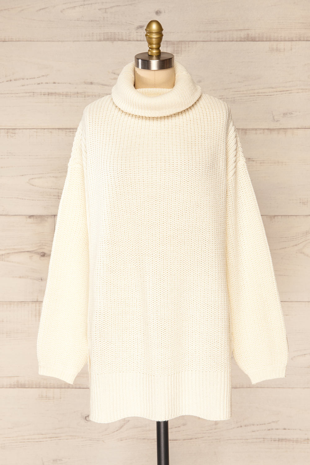 Rennes Cream Knit Turtleneck Sweater | La petite garçonne front view