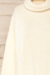 Rennes Cream Knit Turtleneck Sweater | La petite garçonne front close-up
